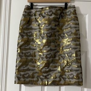 Talbots Gold Metallic Pencil Skirt Size 16 Shimmer Classic Holiday‎ Party Work
